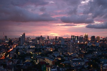 sunset in Bangkok city