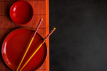 Table setting in red