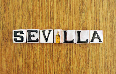 Fototapeta premium Letras en relieve de Sevilla, letrero, rótulo, 