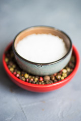 Spice concept with salt and pepper