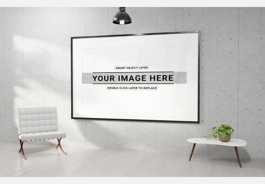 Framed Print with Contemporary Furniture Mockup