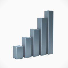 Silver Business Bar Isolated in white Background. 3D Rendering Illustration