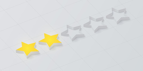 White bad rating background with two gold stars. - obrazy, fototapety, plakaty
