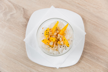Thai mango sticky rice with coconut cream 
