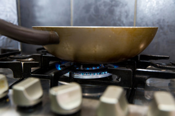 pan on a gas cooker