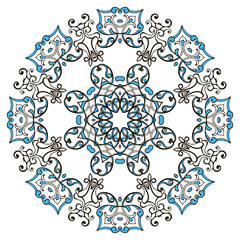 Hand drawn Mandala in arabic, indian, islam and ottoman culture decoration style. Vintage template of greeting, card, print.