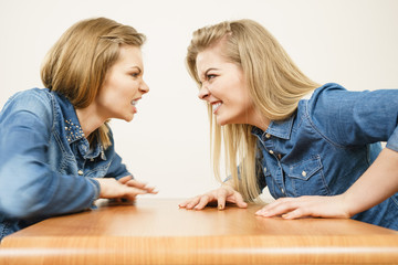 Two women having argue fight