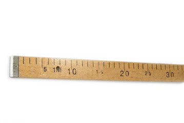 Wooden used stick meter on the white background