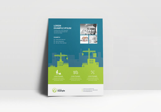 Business Flyer Layout with Construction Graphics