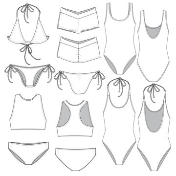Vector template for Womens Swimsuit styles