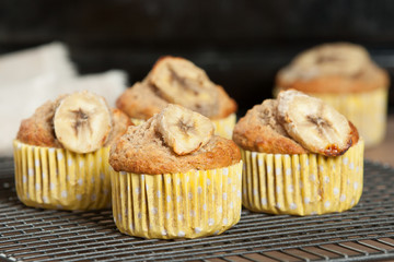 Home Baked Whole Wheat Banana And Oats Muffins.
