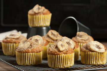 Home Baked Whole Wheat Banana And Oats Muffins.