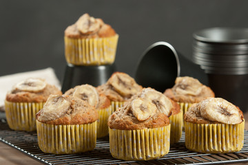 Home Baked Whole Wheat Banana And Oats Muffins.