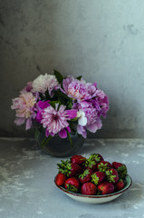 Strawberry and peonies