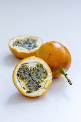 exotic fruit of grenadilla on white background