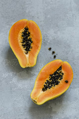 cut exotic papaya fruit