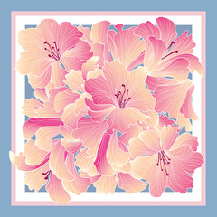 Floral pattern decor for silk tiussiue. Delicate color flower de