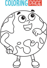 Vector Illustration Of Earth Coloring Page