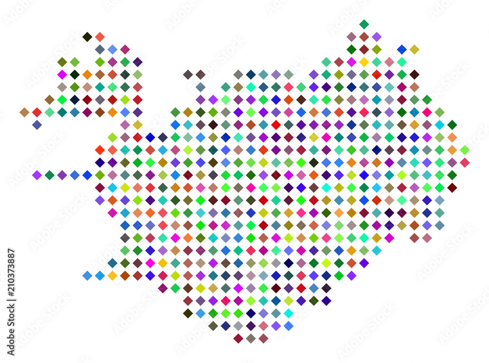 Poster multicolored dot iceland map. vector concept of iceland map combined of rhombus elements array. abst