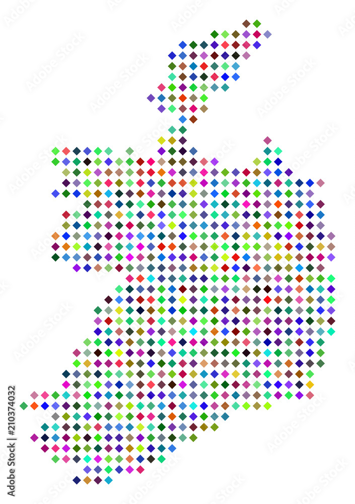 Poster multicolored dotted ireland republic map. vector abstraction of ireland republic map constructed of 