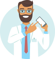 doctor pointing on smartphone