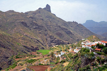 Fototapeta na wymiar Spain. Gran Canaria. Mountain landscape with a village