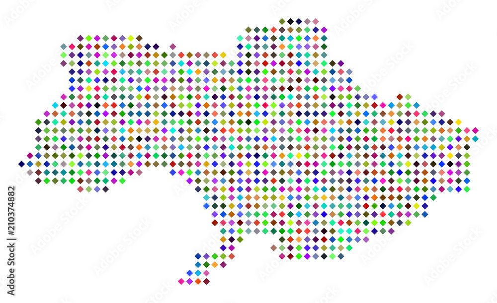 Poster multicolored dotted ukraine map. vector concept of ukraine map created of rhombus dots mosaic. abstr