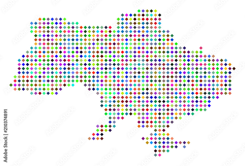 Poster multicolored dotted ukraine map with crimea. vector concept of ukraine map with crimea organized of 