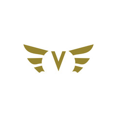 Golden Wing with V letter logo design