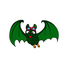 Bat cartoon illustration isolated on white background for children color book