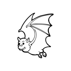 Bat cartoon illustration isolated on white background for children color book