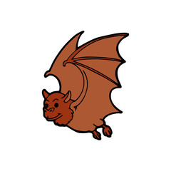 Bat cartoon illustration isolated on white background for children color book