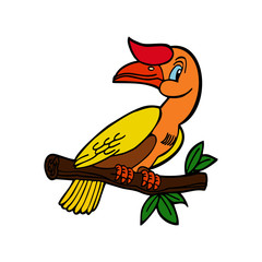 Bird cartoon illustration isolated on white background for children color book