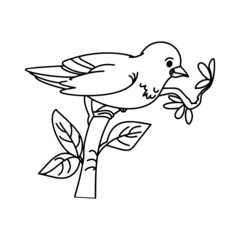 Sparrow cartoon illustration isolated on white background for children color book