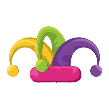 Jester hat icon over white background, colorful design. vector illustration