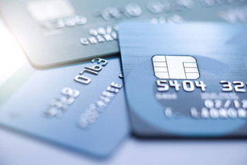 Finance concept,Selective focus microchip on Credit card or Debit card.