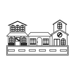 Street with houses over white background, vector illustration