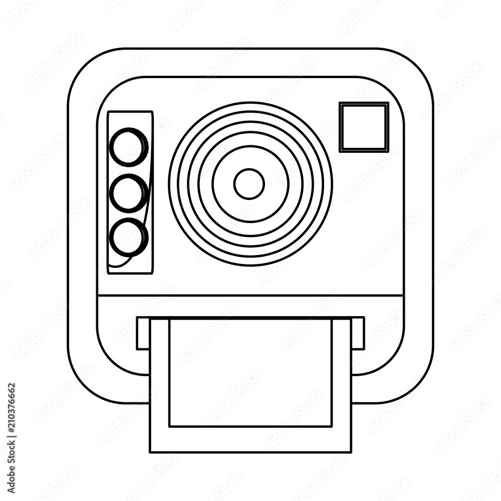 Sticker retro instant camera over white background, vector illustration