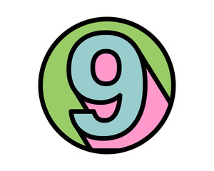 Obraz premium circle nine typography typeset logotype numeral numeric nominal image vector icon
