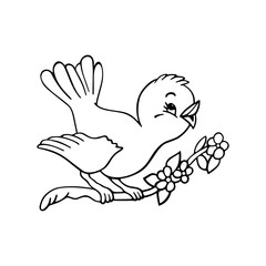 Sparrow cartoon illustration isolated on white background for children color book