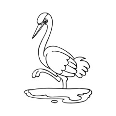 Stork cartoon illustration isolated on white background for children color book