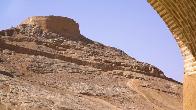A steady shot of the Tower of Silence in Iran.