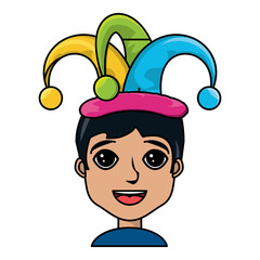 cartoon happy boy with hester hat over white background, colorful design. vector illustration