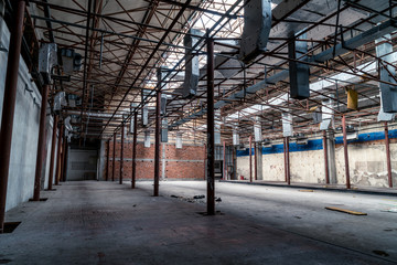 Ruins of buildings, abandoned gloomy and terrifying factory buildings