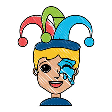 cartoon happy boy with hester hat over white background, colorful design. vector illustration