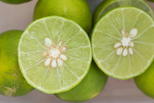 Slice of Lime with close up shot.
