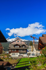 Houses and a building under construction in Grindelwald