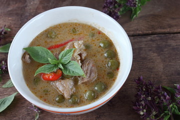 green curry with pork in coconut milk thai food
