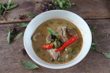 green curry with pork in coconut milk thai food