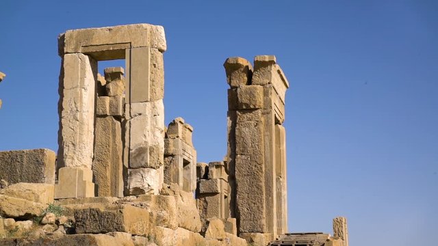 A shot of the carvings from the city of persepolis.